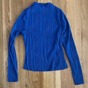 SHEIN Royal Blue Textured Long Sleeve Top